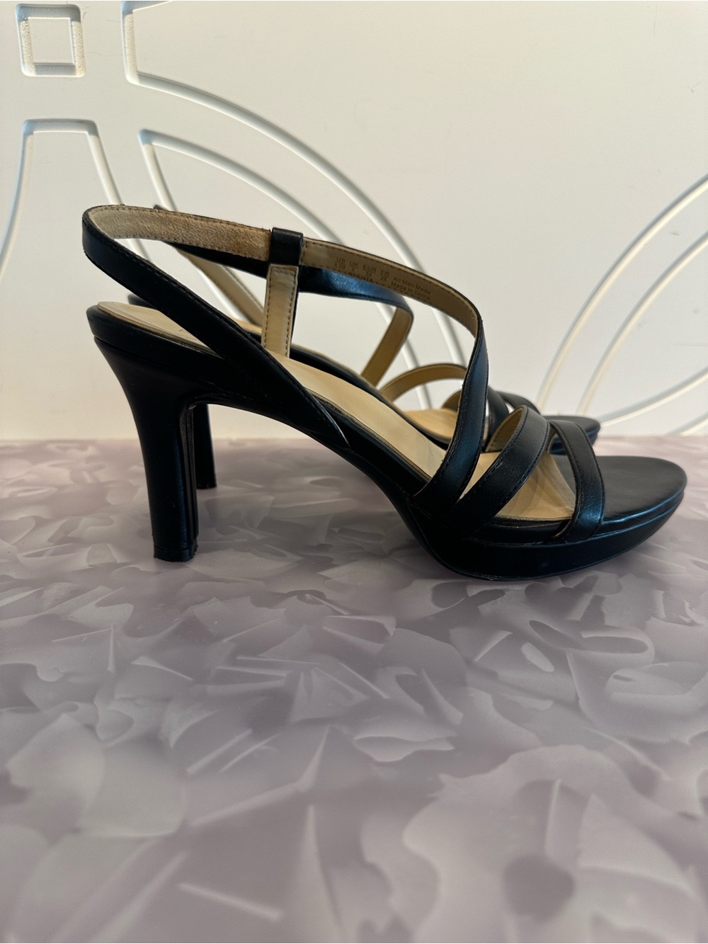 Naturalizer Black Strappy Slingback Heels